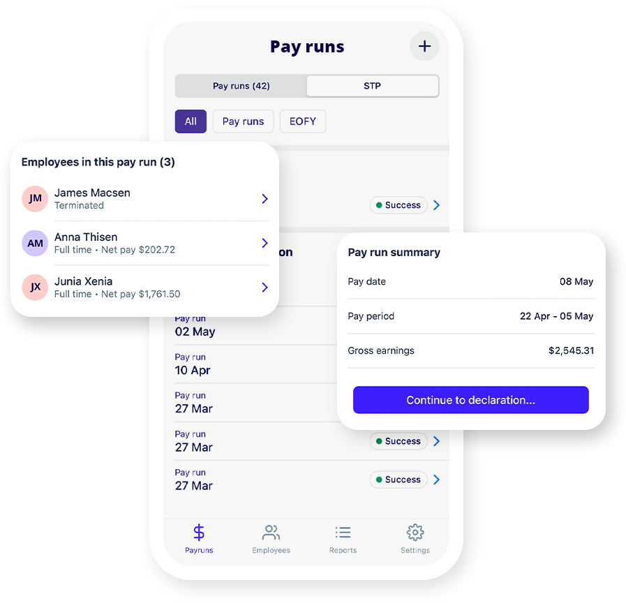 Payroll App Header payroll app on mobile
