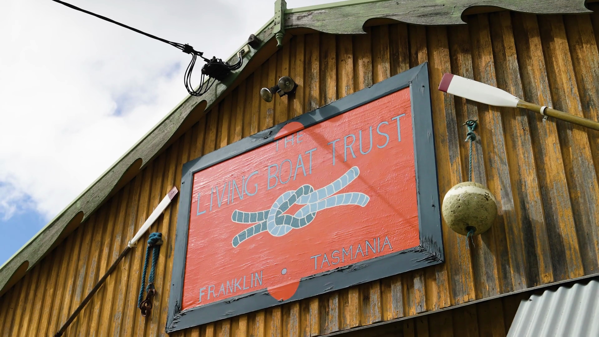 The Living Boat Trust shed signage