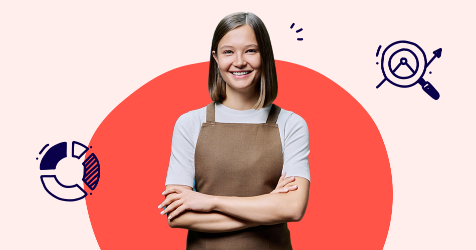 young woman in apron