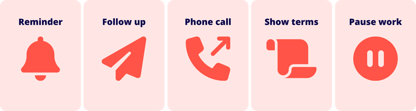 Payment tips for unpaid invoices, remind, follow-up, phone call, explain terms and stop work