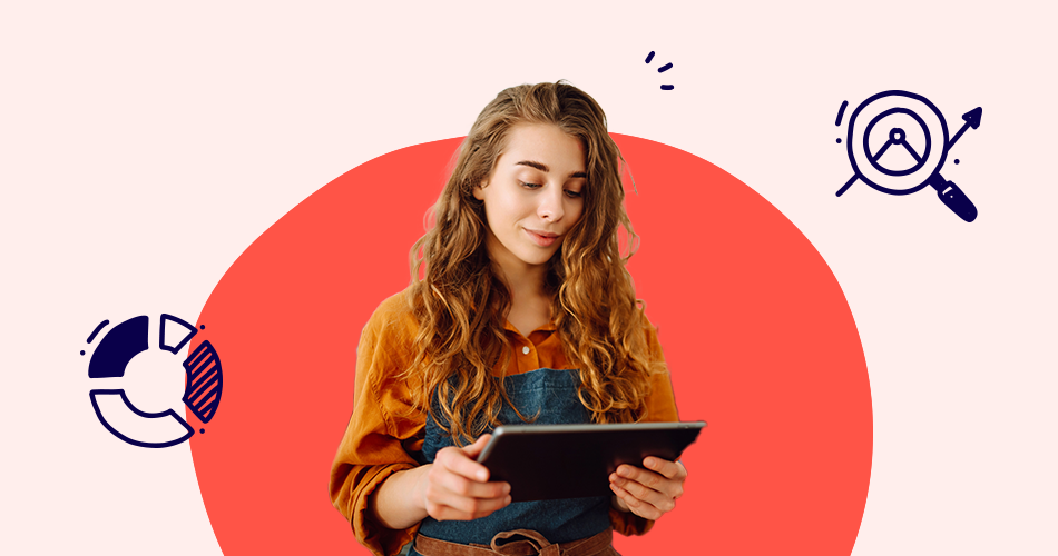 shop owner browsing her tablet