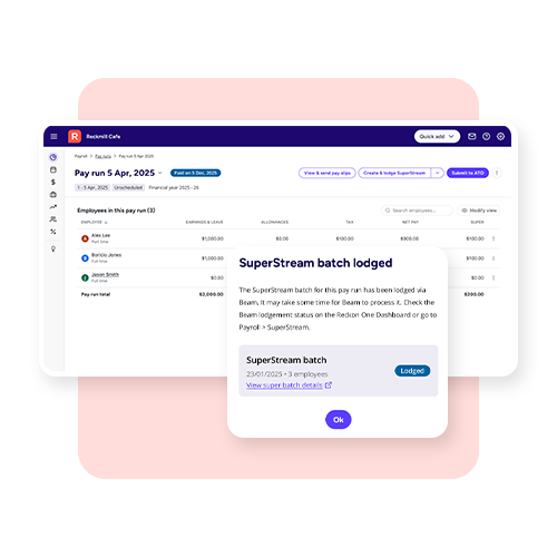 Who knew your cashflow could look so good. In real-time too! Gain immediate clarity over your net business. Take control by keeping track of receipts, payments and GST. Watch your net position change real-time.