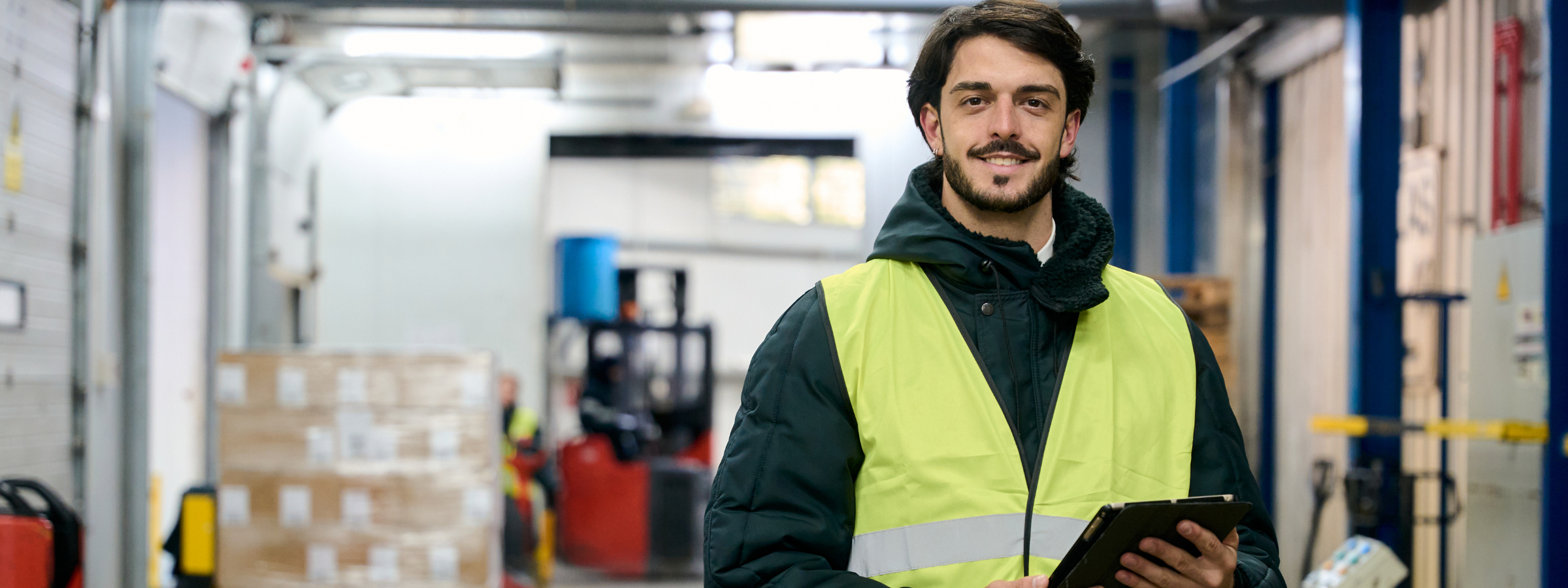 Warehouse manager standing on site