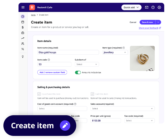 create an item of stock