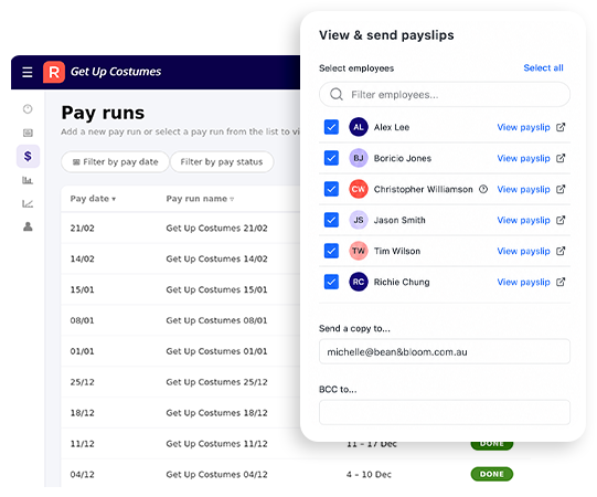Email Payslips Who knew your cashflow could look so good. In real-time too! Gain immediate clarity over your net business. Take control by keeping track of receipts, payments and GST. Watch your net position change real-time.