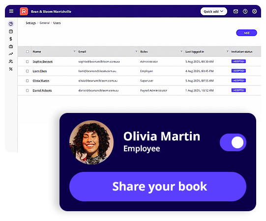 Who knew your cashflow could look so good. In real-time too! Gain immediate clarity over your net business. Take control by keeping track of receipts, payments and GST. Watch your net position change real-time.