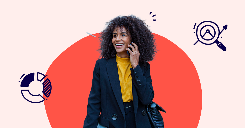 Business woman on her phone smiling