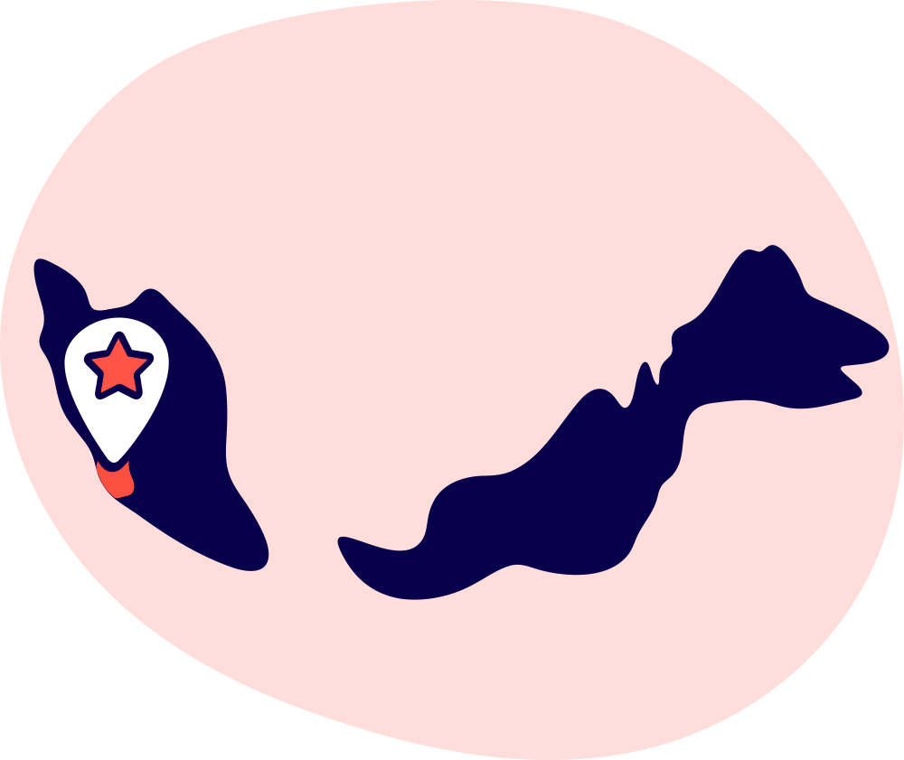 Australian map with a an up arrrow and highlighting Brisbane