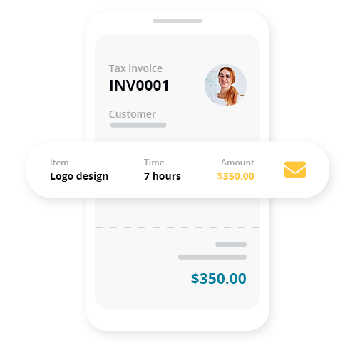 Invoice on the go, get paid faster  Send professional looking invoices in seconds. Get paid faster and keep your bank account happy! Add your logo to pre-loaded templates, notes to specify payment instructions, and even custom messages to add a personal touch.