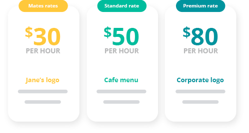 Custom rates for specific jobs. Custom rates for specific jobs.